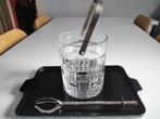 Vintage Art Deco glazen ijsemmer+pincet gemelineerd dienblad, Ophalen of Verzenden
