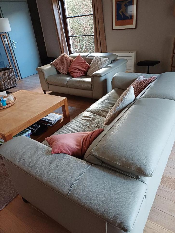 LEDEREN SALON (2+3 ZIT), Huis en Inrichting, Zetels | Complete zithoeken, Zo goed als nieuw, Leer, Metaal, Ophalen