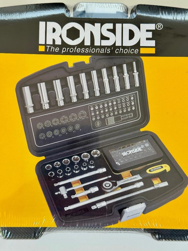 Toolset Ironside (doppenset ¼” + bits) – 60 delig - NIEUW, Doe-het-zelf en Bouw, Gereedschap | Handgereedschap, Nieuw, Ophalen of Verzenden