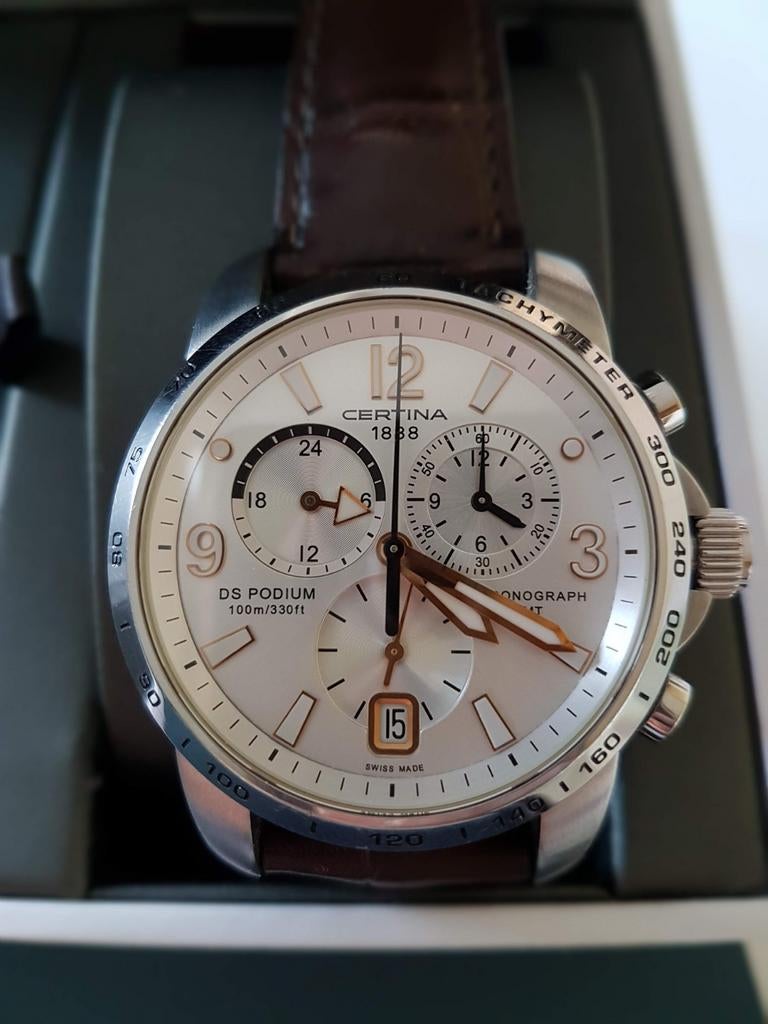 Certina -
DS Podium Big Size Chrono GMT Silver, Handtassen en Accessoires, Ophalen of Verzenden