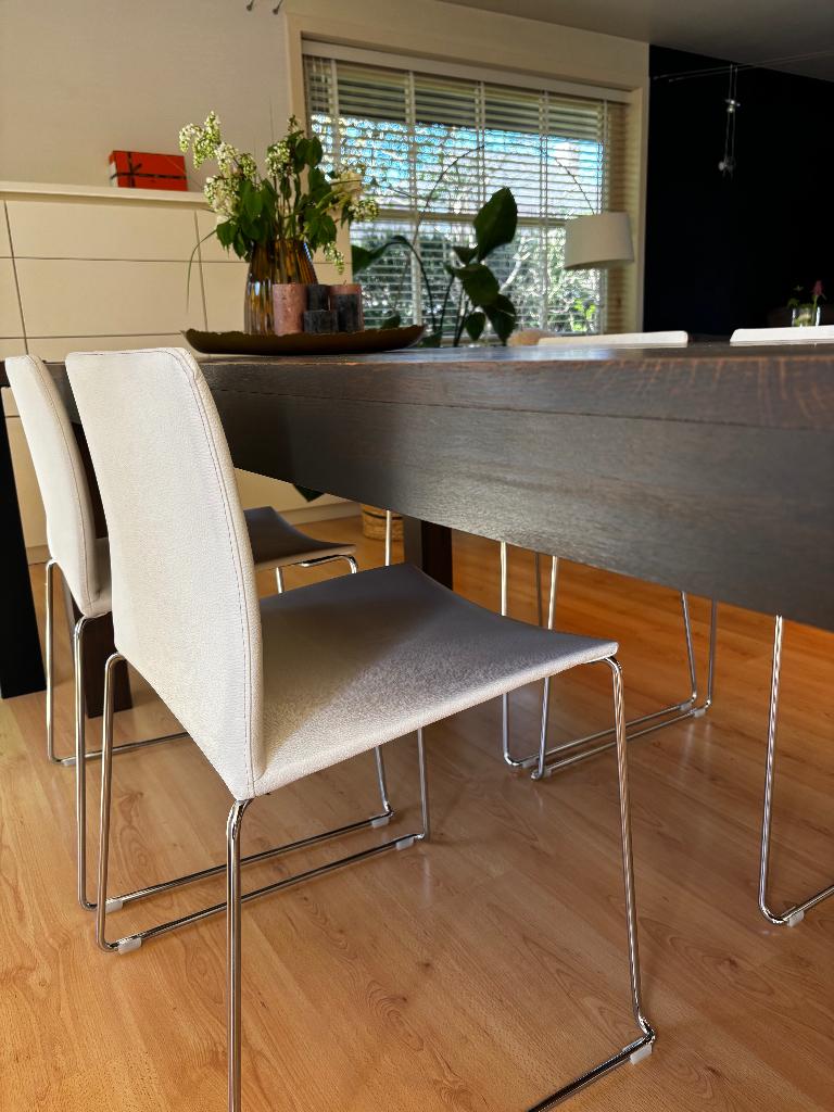 Stoelenset 4 of 8 stuks, Ophalen, Kunststof, Gebruikt, Wit