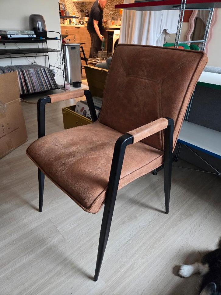 6 Chaises de Salle à manger, Maison & Meubles, Chaises, Comme neuf, Cinq, Six Chaises ou plus, Cuir, Métal, Noir, Enlèvement