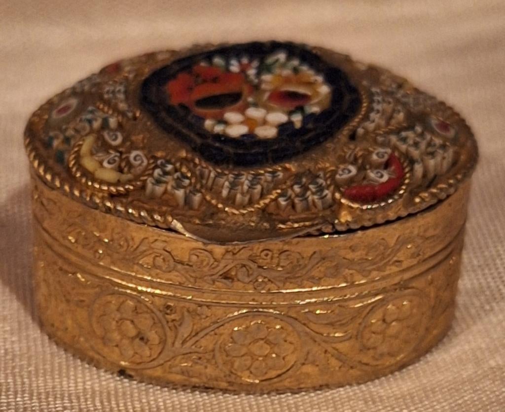 boîte à pilules italienne vintage en micro mosaïque, Antiquités & Art, Enlèvement