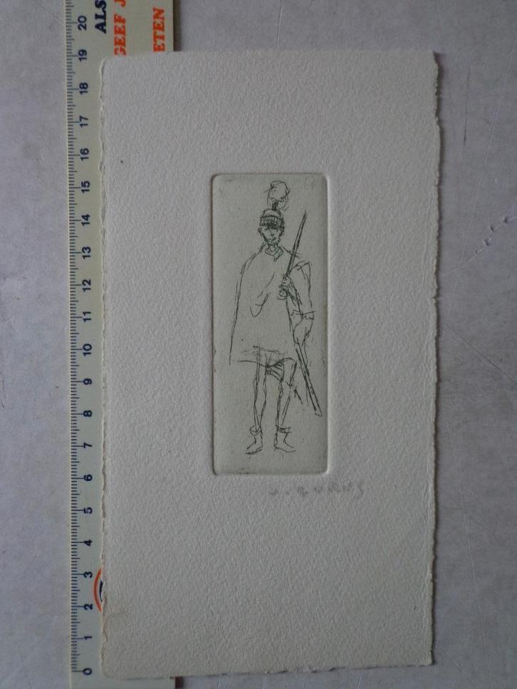 ets Jaak Gorus Militair met sabel, Antiquités & Art, Art | Eaux-fortes & Gravures, Enlèvement ou Envoi