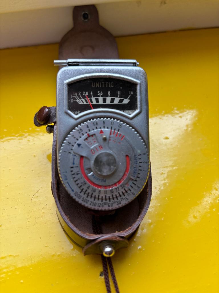 Vintage lichtmeter met lederen hoesje, Ophalen of Verzenden, Gebruikt