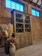 Eiken buffetkast/vitrinekast GRATIS LEVERING, Ophalen, Met deur(en), 50 tot 75 cm, Flamant