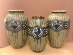 Lot 3 vases CHARLES CATTEAU Keramis Art Déco Gris  27-31cm, Antiquités & Art, Enlèvement
