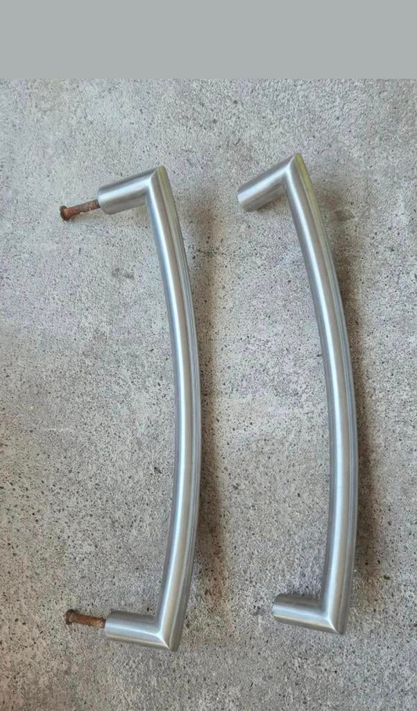 2 poignées de porte finition acier, métal., Bricolage & Construction, Enlèvement, Utilisé