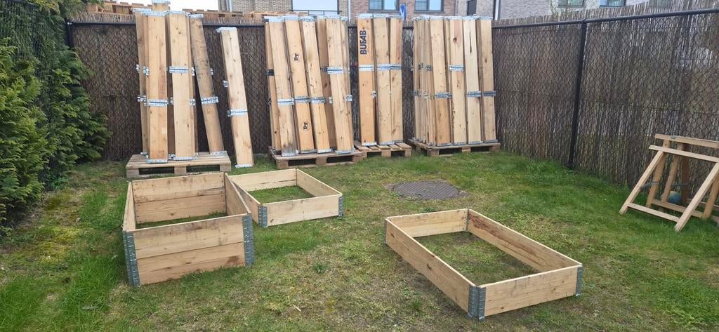 Nieuwstaat opzetranden, palletranden, moestuinbakken. 15€/st, Tuin en Terras, Bloembakken en Plantenbakken, Hout, Ophalen of Verzenden