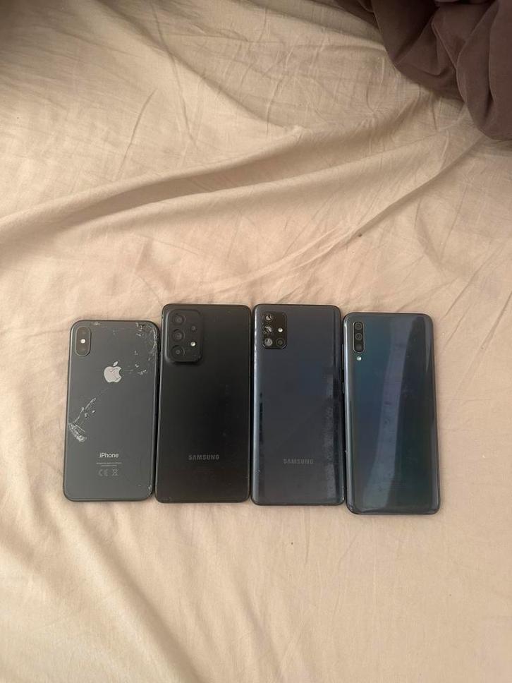 4 defecte gsm’s: iPhone X + Samsung A51 A50 A21s”, Télécoms, Téléphonie mobile | Apple iPhone, Comme neuf, iPhone X, Enlèvement