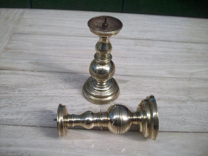 2 zeer mooie geel massieve koper mooie zware kandelaars, Antiek en Kunst, Antiek | Brons en Koper, Koper, Ophalen of Verzenden