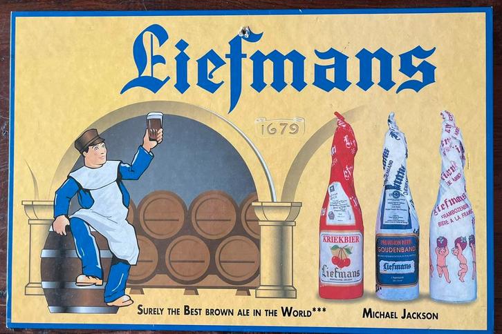 Liefmans Bier, Verzamelen, Biermerken, Gebruikt, Reclamebord, Plaat of Schild, Overige merken, Ophalen of Verzenden
