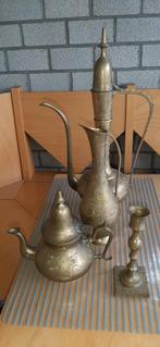 Kannen India koper  3 mooie  kannen +1 kandelaar, Ophalen, Koper