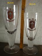 C.T.S. Extra stout - Deux vieux verres différents (hauteur), Comme neuf, Enlèvement ou Envoi, Verre ou Verres