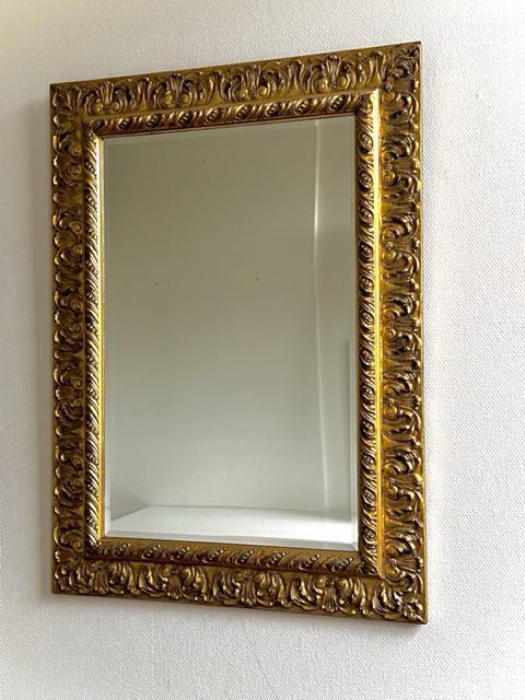 Nieuwe Grote Facet Geslepen Spiegel - Goudkleurig Kader, Antiquités & Art, Antiquités | Miroirs, 50 à 100 cm, Moins de 100 cm