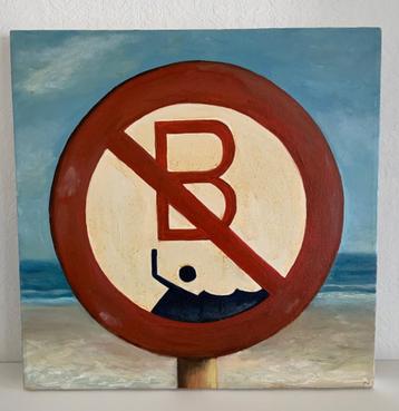 Schilderij Baden Verboden, Neuf, Enlèvement, Création originale, 50 à 75 cm