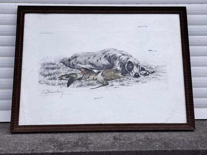 gravure signe leon danchin, Antiek en Kunst, Kunst | Etsen en Gravures, Ophalen of Verzenden