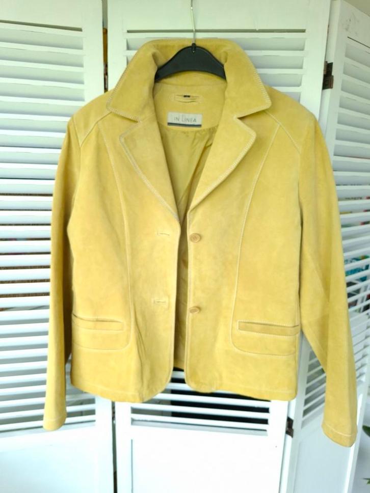 Jas Blazer In Linea maat 40 leder daim, Kleding | Dames, Jasjes, Kostuums en Pakken, Zo goed als nieuw, Jasje, Maat 38/40 (M)