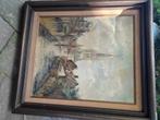 kader met schilderij op doek oud, Antiek en Kunst, Ophalen
