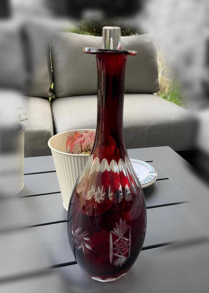 Oude karaf van geslepen kristallen uit Val Saint Lambert, Antiek en Kunst, Antiek | Glaswerk en Kristal, Ophalen of Verzenden