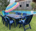 Tafel met 8 stoelen en parasol, Ophalen