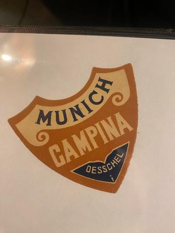 Étiquette rare de la brasserie Campina Munich, Enlèvement ou Envoi, Comme neuf