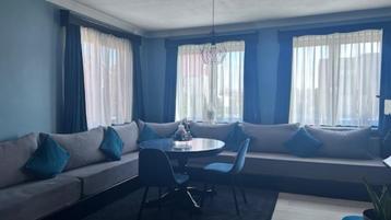 Moderne salon inclusief gordijnen (+ tafel collectie), 50 tot 75 cm, Zo goed als nieuw, 150 tot 200 cm, Grenenhout