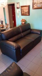 Zwarte lederen salon (3zit+ 1zit), Huis en Inrichting, Ophalen
