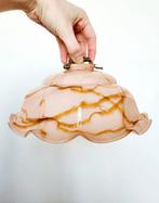Prachtig vintage roze/oranje gemarmerd opalineglas lampenkap, Ophalen of Verzenden