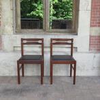 Vintage set 2 Scandinavische stoelen teak en skai 1960, Antiek en Kunst, Curiosa en Brocante, Ophalen