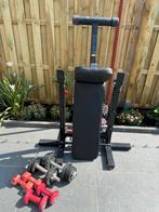 Bench met gewichtjes, Sport en Fitness, Ophalen, Overige materialen, Gebruikt, Krachtstation
