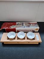 Retro Confituur kommetjes op houten plateau met lepeltjes, Enlèvement ou Envoi