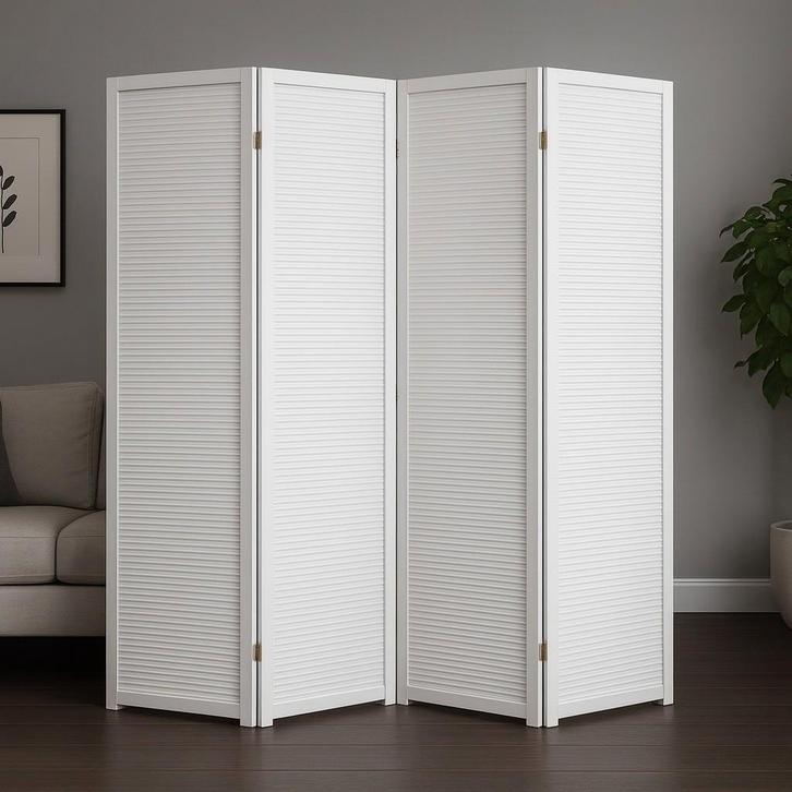 Kamerscherm Paravent Hout Wit 3, 4 of 5 panelen, Huis en Inrichting, Woonaccessoires | Kamerschermen, Nieuw, Verzenden