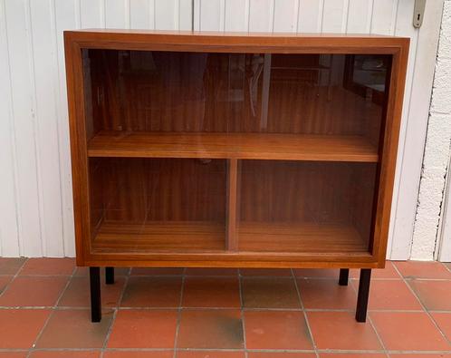 Vintage teakhouten vitrinekast, Huis en Inrichting, Kasten | Vitrinekasten, Gebruikt, Teakhout, Ophalen