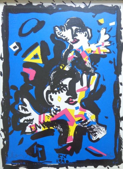 RIK VERMEERSCH / PERSONAGES / KLEURLITHO / 46x36cm / KADER, Antiek en Kunst, Kunst | Litho's en Zeefdrukken, Ophalen of Verzenden