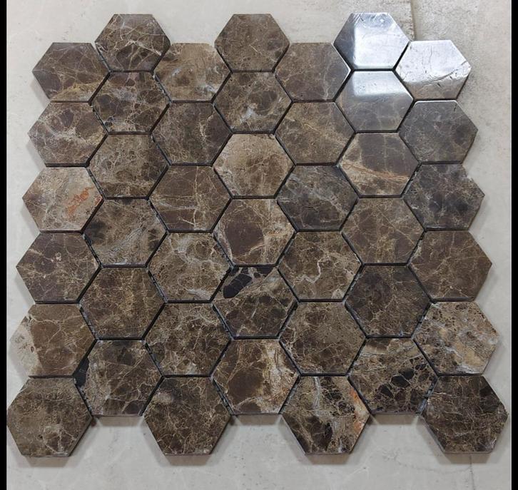 Hexagon Marron Emperador 48x4810mm, Doe-het-zelf en Bouw, Tegels, Nieuw, Wandtegels, Marmer, Minder dan 20 cm, Minder dan 20 cm
