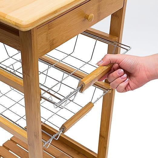 Chariot de cuisine en bambou naturel | LIVRAISON GRATUITE, Neuf, -, -, Autres types