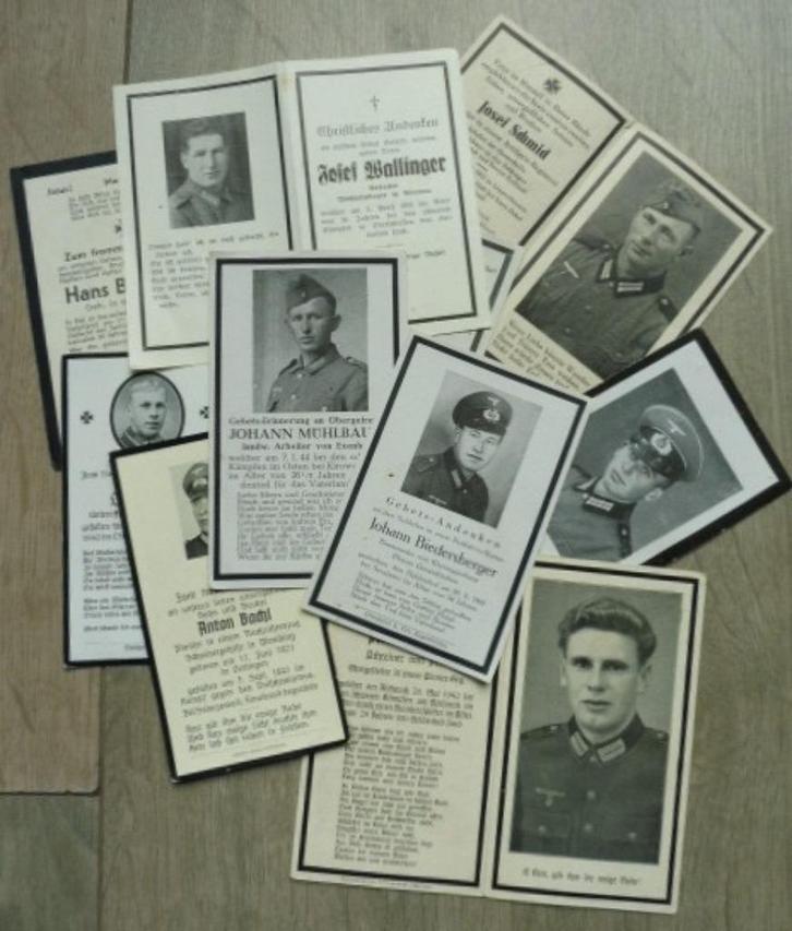 WO2 Duitse rouwprentjes, sterbebilder, doodsprentjes (10 x), Verzamelen, Militaria | Tweede Wereldoorlog, Landmacht, Overige typen