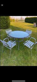tuintafel met stoelen, Ophalen, Zo goed als nieuw, Rond, Aluminium