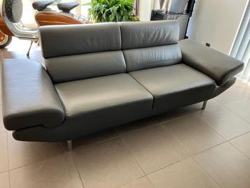 Canapé cuir gris 3pl + 2pl, Enlèvement, Comme neuf, Cuir