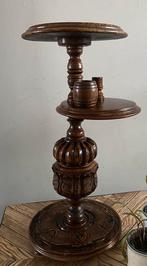Bruin houten bijzettafeltje of plantenstaander, '50, Rond, Moins de 55 cm, Enlèvement
