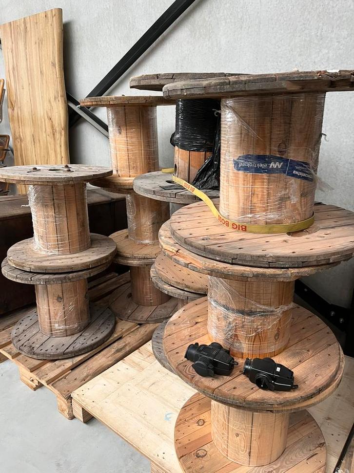 Houten robuuste kabelhaspel ter decoratie, Huis en Inrichting, Tafels | Statafels, Zo goed als nieuw, Ophalen
