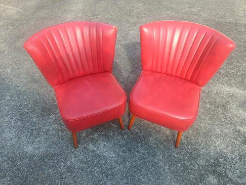 Set van 2 cocktail stoelen, Huis en Inrichting, Stoelen, Gebruikt, Twee, Kunststof, Rood, Ophalen of Verzenden