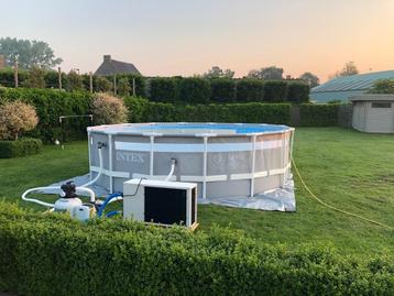 Intex zwembad met warmtepomp & Zandfilter, 200 à 400 cm, 300 cm ou plus, Rond, Comme neuf