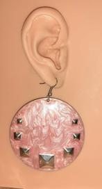 oorbellen schijfjes roze punk cirkel met studs, Bijoux, Sacs & Beauté, Boucles d'oreilles, Neuf, Rose, Autres matériaux, Pendantes