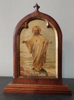 Tableau de dévotion Jésus dans un cadre en bois ; 29sur 7cm, Enlèvement ou Envoi