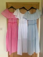 3 mooie katoenen kleedjes (wit, roze, blauw) en 1 purperen, Kleding | Dames, Ophalen, Gedragen, Blauw