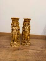 Vintage - Set van 2 beeldjes/ kandelaars ivoorachtige stijl., Huis en Inrichting, Ophalen, Overige materialen, Crème, 25 tot 50 cm