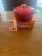 Ronde Stoof Braadpan Le Creuset Kersenrood, Ophalen, Gietijzer, Nieuw, Keramische plaat