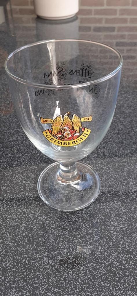4 bierglazen Grimbergen met verschillende latijnse spreuken, Verzamelen, Biermerken, Zo goed als nieuw, Glas of Glazen, Overige merken